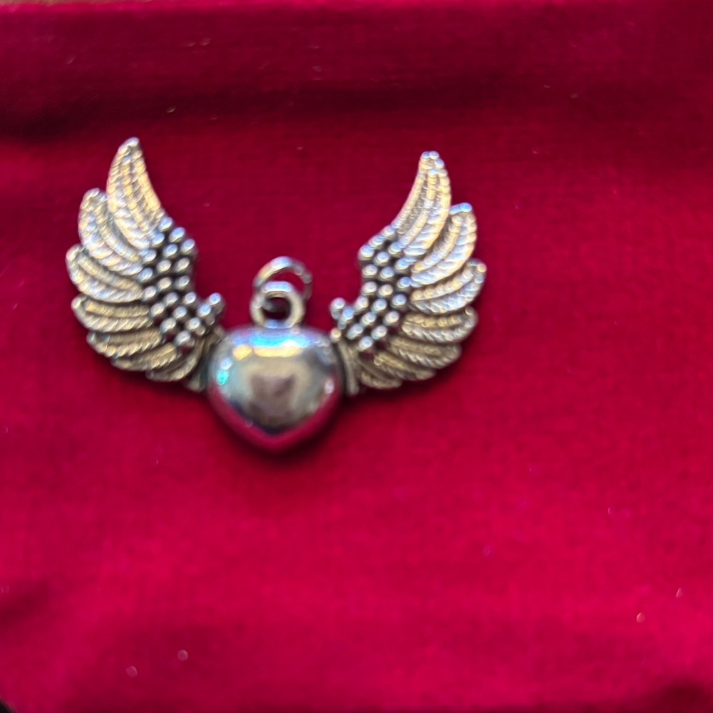 Silver Heart with Wings charm